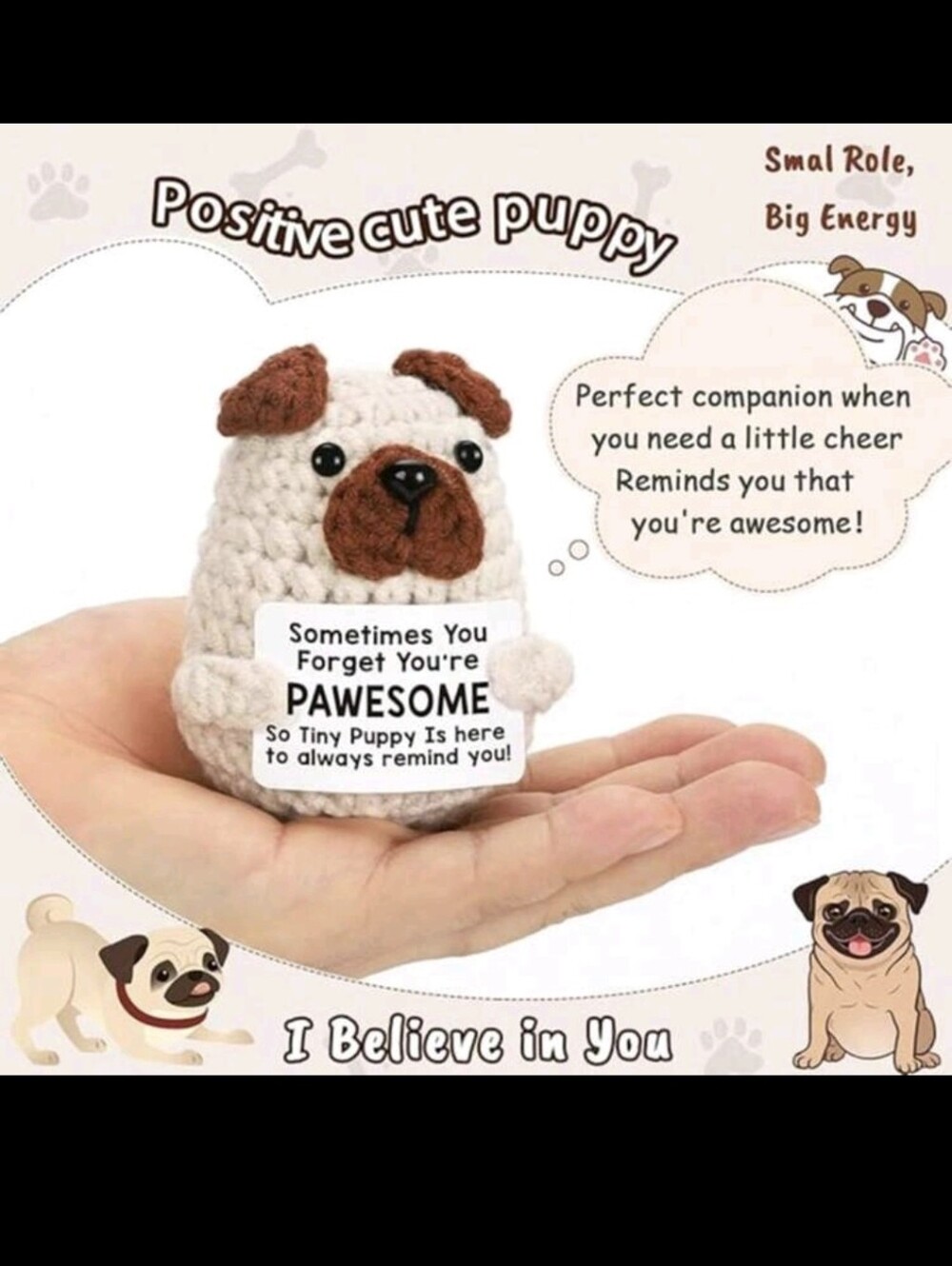 Positive Crochet Puppy Encouragement NEW - Picture 2 of 15